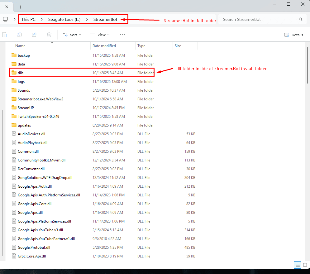 Create dlls folder in Streamer.Bot